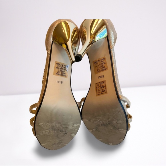 Rhinestone & Gold Formal Stiletto Sandals. 8 1/2. Valenti Franco - Picture 6 of 6